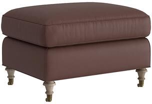 Maggie Leather Ottoman - Chocolate Leather, Chocolate Latte - Ballard Designs