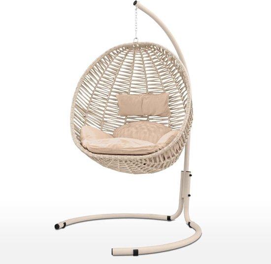 Famanu Hängesessel Ischia - Taupe, mit weichen Kissen und pulverbeschichtetem Metallrahmen