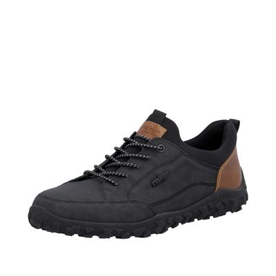 Slip-On Sneaker RIEKER, Herren, Gr. 42, Textil, schwarz, Lederimitat, Schuhe, Outdoorschuh, Freizeitschuh, Halbschuh, Slipper mit Profilsohle