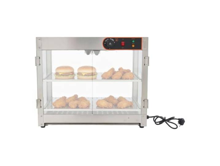 Speisenwärmer Elektrisch 2 Ebenen 220V – Food Warmer Theke Buffetwärmer Edelstahl & 5mm Glas, 800W, LED-Warmlicht,8h, 30 ~ 85 °C,für Gastronomie, Speisenwärmer und Buffetwärmer geeignet