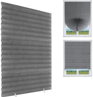 Inspired Finds Self Adhesive Pleated Window Blinds Half Curtain For Bathroom Balcony And Living Room Privacy Shade grey 2.95x4.92 Ft
