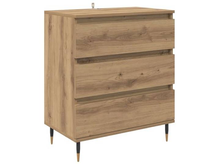 Makastle Sideboard für Wohnzimmer, 60 x 35 x 70 cm, Artisan-Eiche, Holzwerkstoff, 3 Schubladen