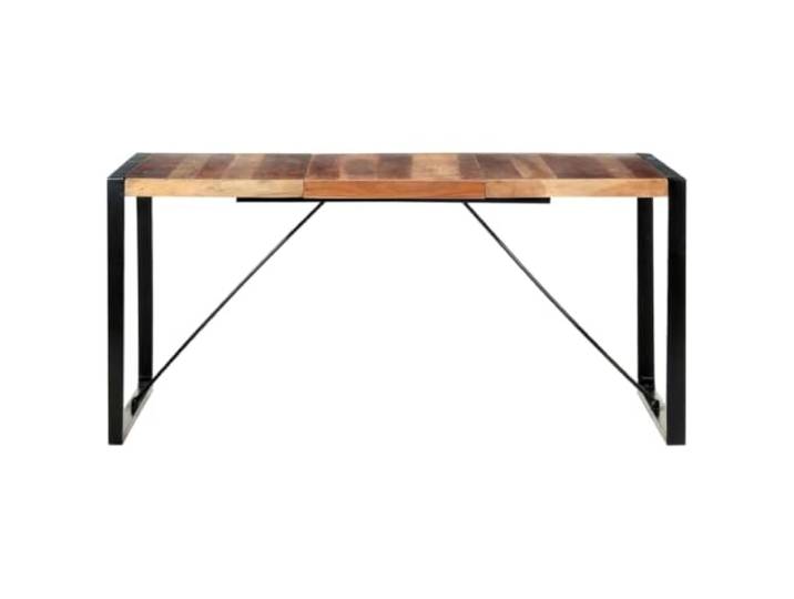 HKQWPBF Esstisch 160x80x75 cm Massivholz Akazie Gummibaum Industrial Style Stahlbeine,handgefertigt,robuste Tischplatte,Industrial Style,Unikat Farbvariation