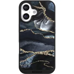 Nivocase Handyhülle für Apple iPhone 16 Hülle NIVOpure Case Schwarz Glitzer Look Marmor Trends (Apple iPhone 16), Smartphone Hülle, Schwarz