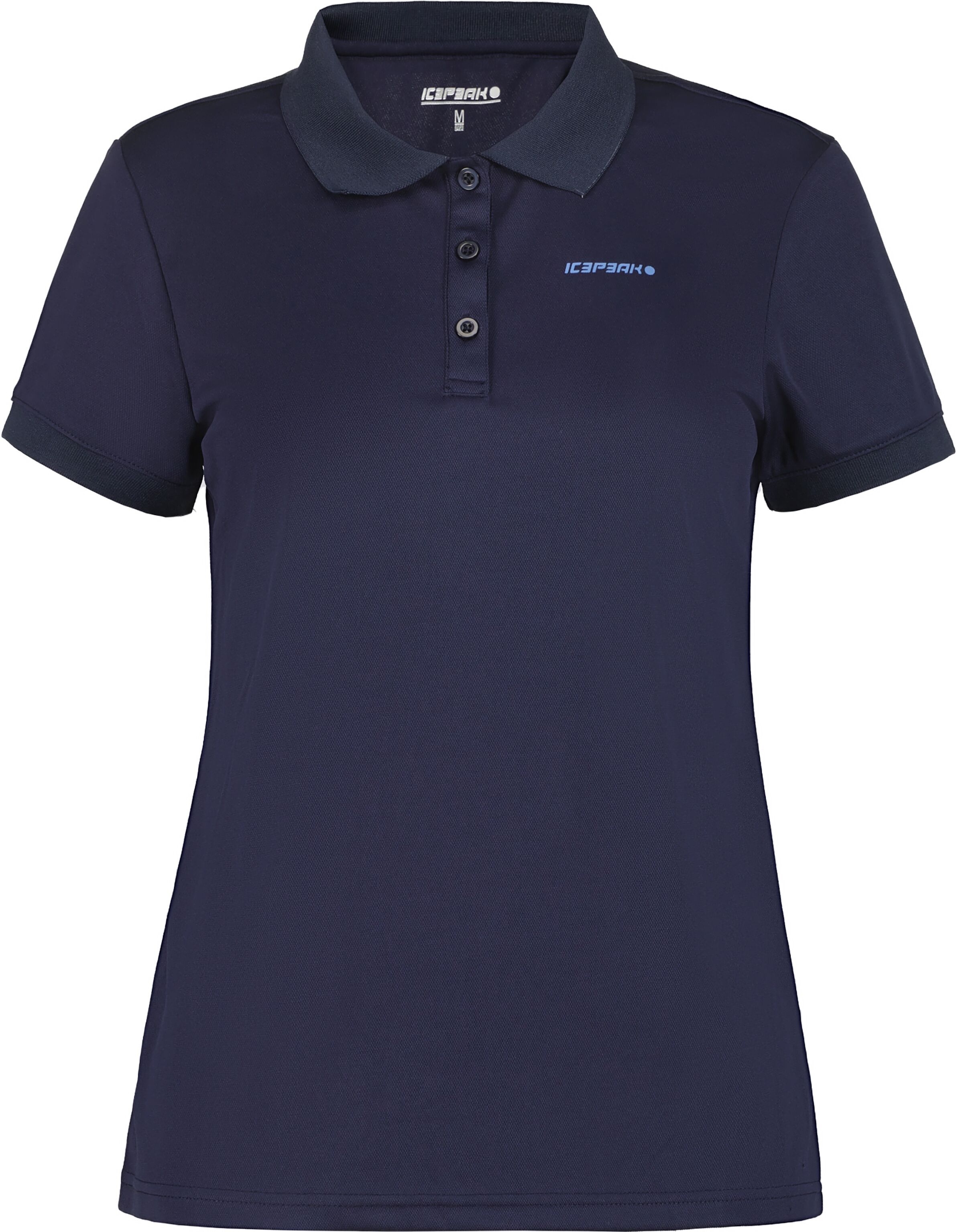 Poloshirt ICEPEAK "ICEPEAK BAYARD", Damen, Gr. S, blau (dunkelblau), Obermaterial: 100% Polyester, Shirts Poloshirt, mit normalem Hemdkragen, Kurzarm-Design, aus Polyester dunkelblau S