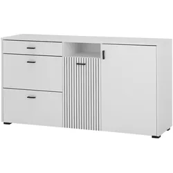 SIDEBOARD weiß matt, Kommode 150 cm mit Soft-Close-Funktion