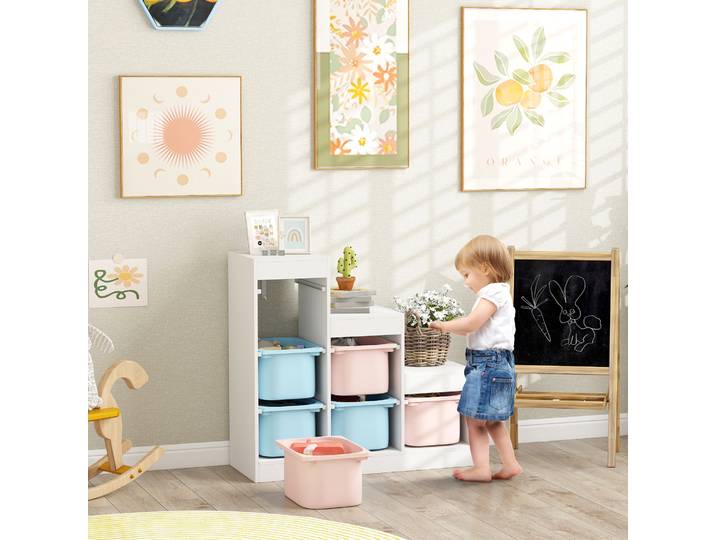AIYAPLAY Meuble Rangement 6 Bacs Amovibles 3 Niveaux Multicolore