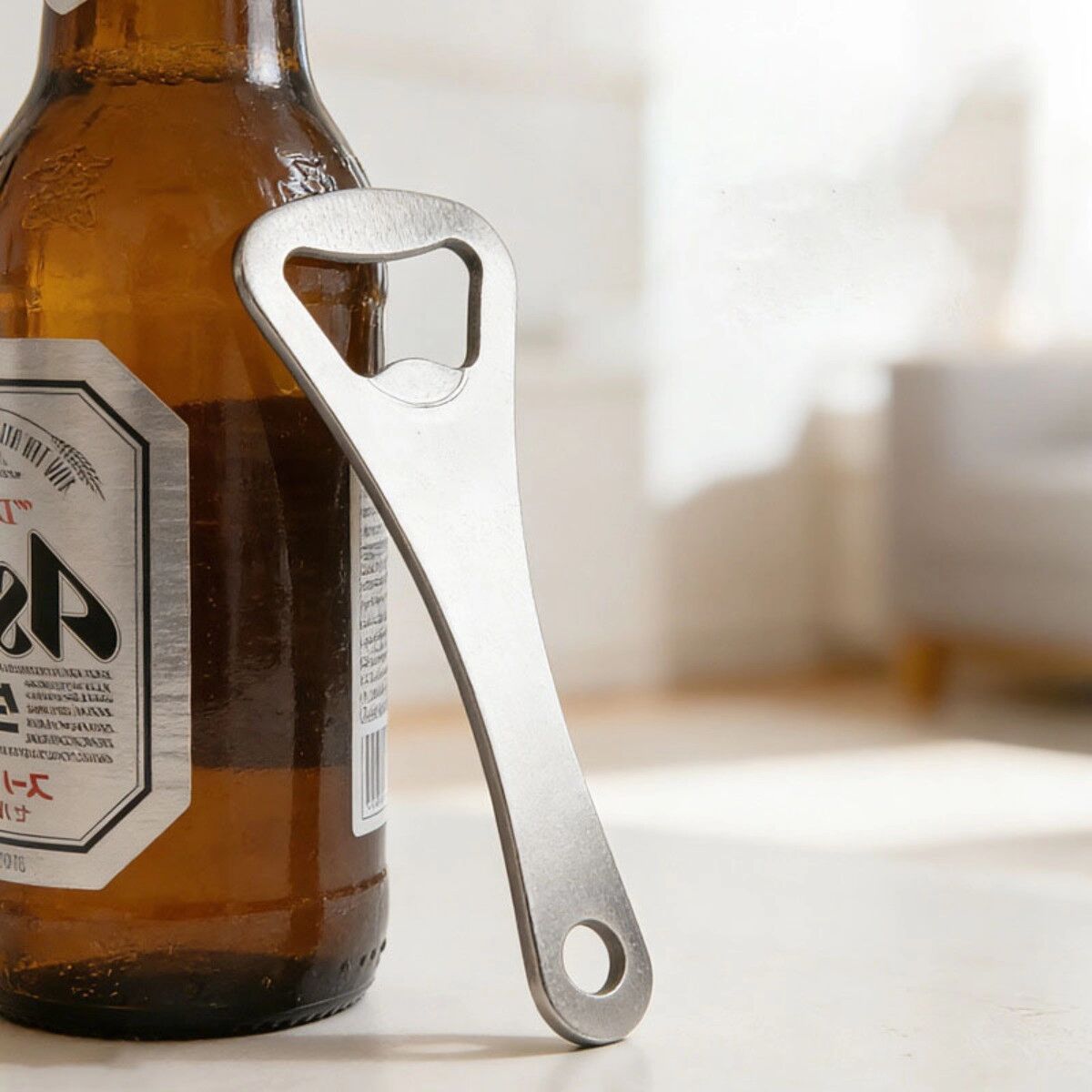 INF Ouvre-bouteille de bière en acier inoxydable - Ouvre-bouteille plat manuel pour cuisine, Pack de 10, Argent
