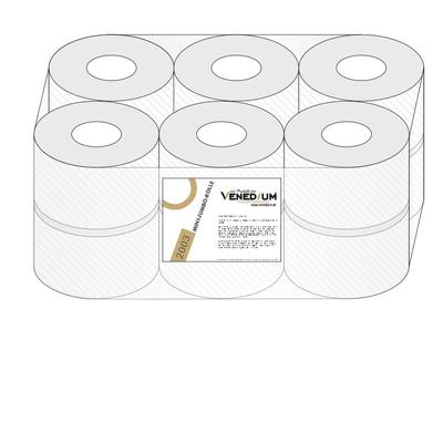 Venedium Toilettenpapierrollen Premium Mini-Jumbo,3 Lagig 115 Meter, 12 Rollen