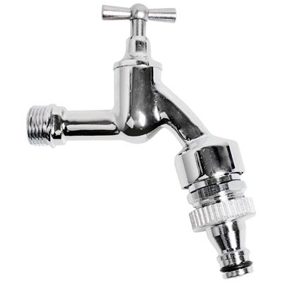 2-Wege-Ventil KIRCHHOFF, grau (silberfarben), Messing, Absperrventile, MS Auslaufventil Knebelgriff, 1/2"AG x Gardena Click, Chrom