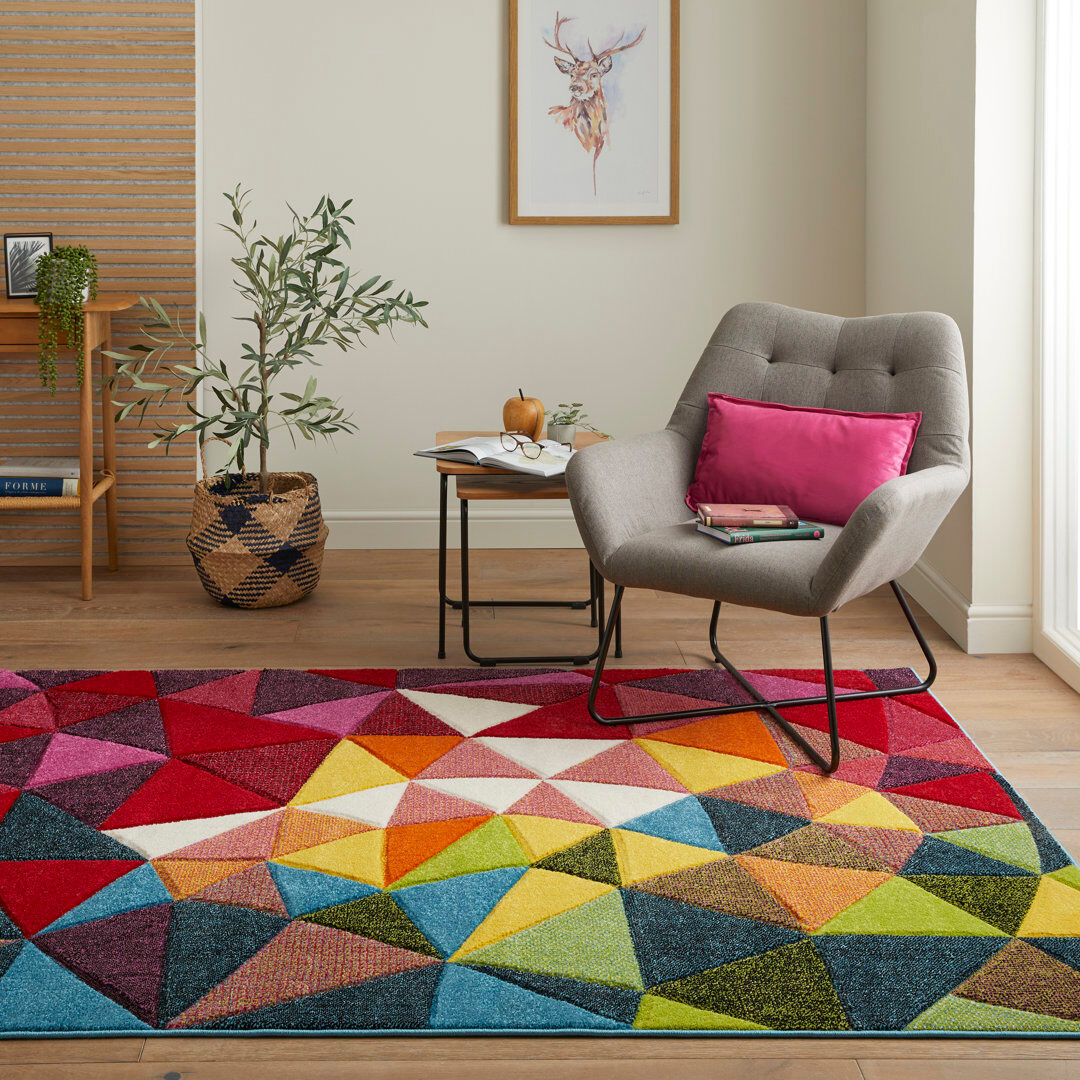 Concept Looms Geometric Area Rug Green;Red Rectangle 200 x 290cm