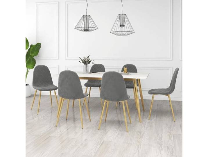 Chaises - JILI MAISON - Scandinave - gris clair velours(Lot de 6) LV375