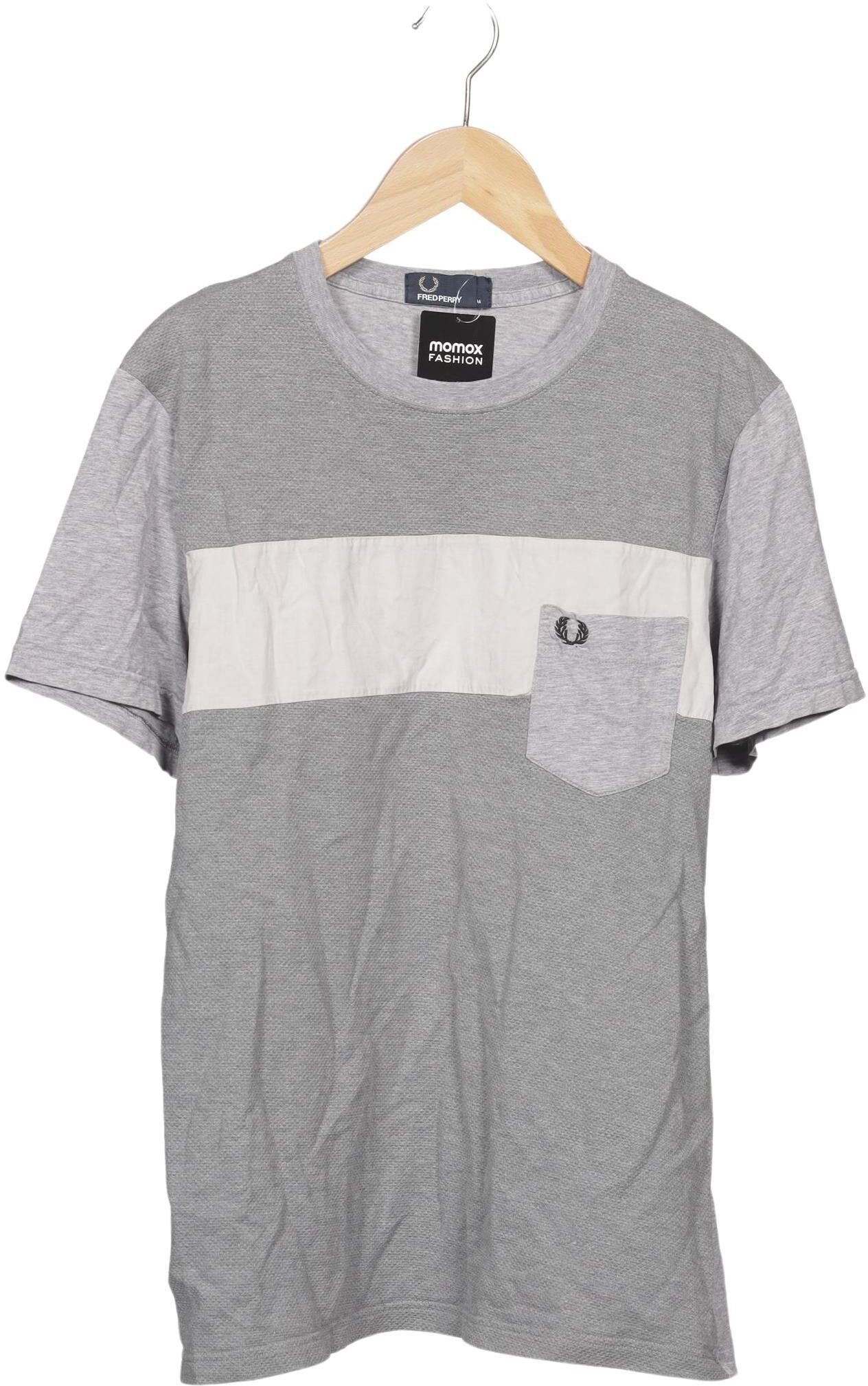 Fred Perry Herren T-Shirt, Grau, Gr. M, Baumwolle - Second Hand