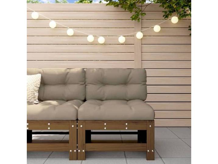 Canapé Central avec Coussins Siège avec Dossier Meuble de Jardin Terrasse Balcon Patio Extérieur Marron Miel Bois 825663