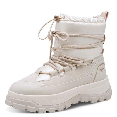 Winterstiefelette TAMARIS, Damen, Gr. 36, Warmfutter, creme, Lederimitat, Textil, Schuhe Winterstiefelette, Winterboots, Snowboots mit aufgesetzter Schnürung
