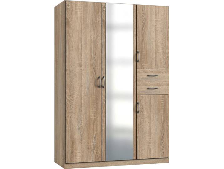 Drehtürenschrank, Braun, 135x198x58 cm, Spanplatte, 4 Türen & 2 Schubladen, Modern, Wimex