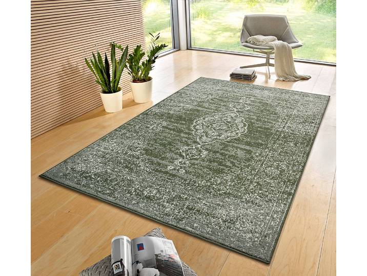 Kurzflorteppich Meridional Grün/Grün 120 x 170cm Vorderseite: Polypropylen Rückseite: Jute