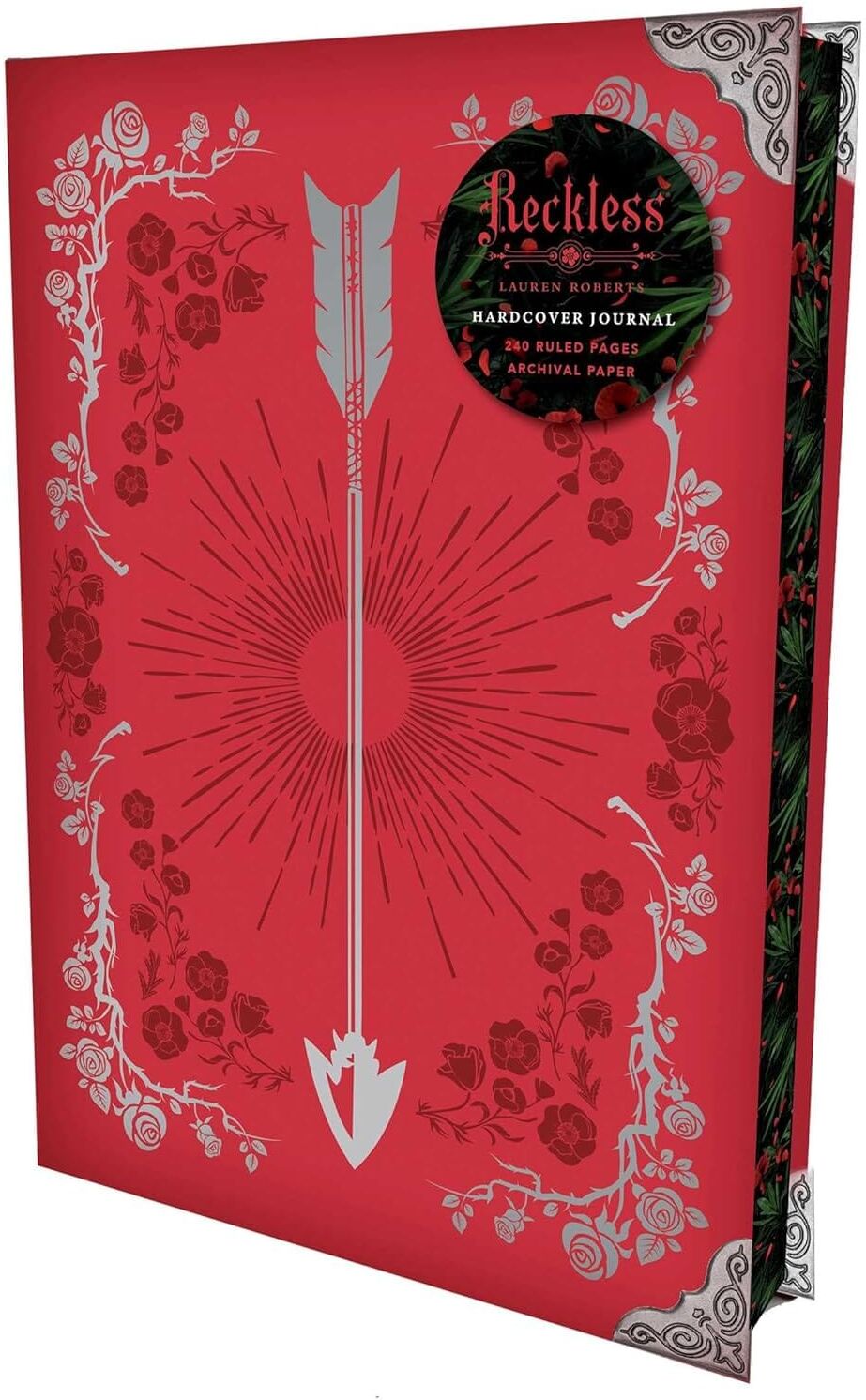 Reckless Journal (The Powerless Trilogy By Lauren Roberts) 240 Ruled Pages, Archival Paper, Metal Corners, Velvet Ribbon & Sprayed Edges - Hardcover Insight Editions