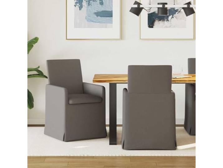 UYPTERF Esszimmerstühle 2 STK. Leinen Hellgrau 57 x 67 x 95 cm Leinenpolsterung, ergonomisches Design, Rollen für Mobilität, Sperrholz und Metall Rahmen, pflegeleicht