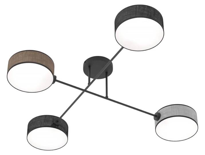 Hängelampe MAGA, schwarz-braun-grau, 4xE14x15W, Stoff, Maße: 22x96x96cm, IP20, Emibig