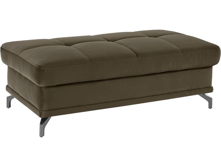 Polsterhocker, Samtoptik, Olivgrün, 133×72 cm, Federkern, Modern, Places of Style