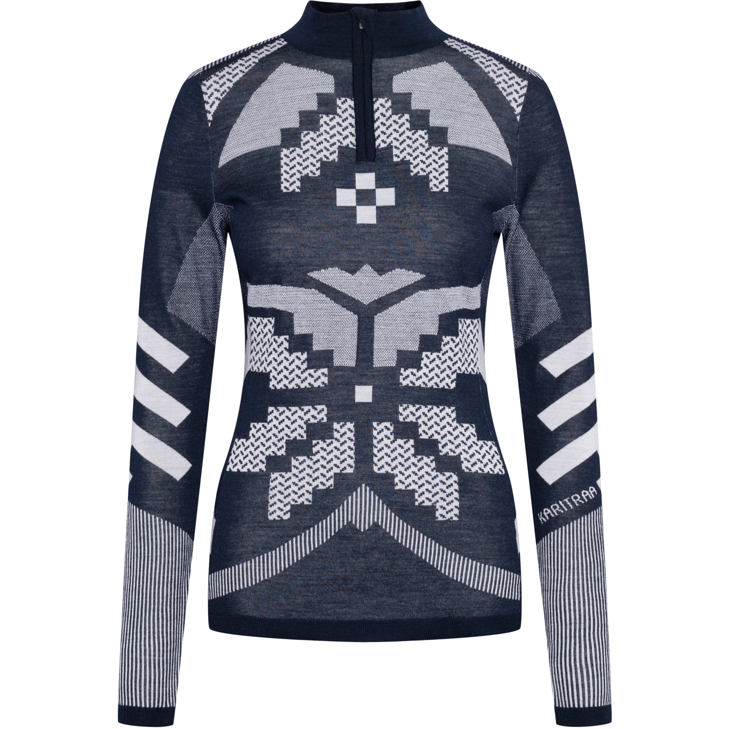 Kari Traa Faith Half Zip Damen Langarm Unterhemden blau Größe M Trekking Atmungsaktiv Merinowolle