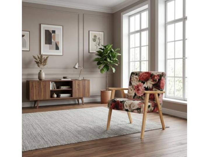 Family Meble Sessel Soler Spring – Retro-Sessel im Vintage-Stil mit Stoff-Bezug – Rot · 1
