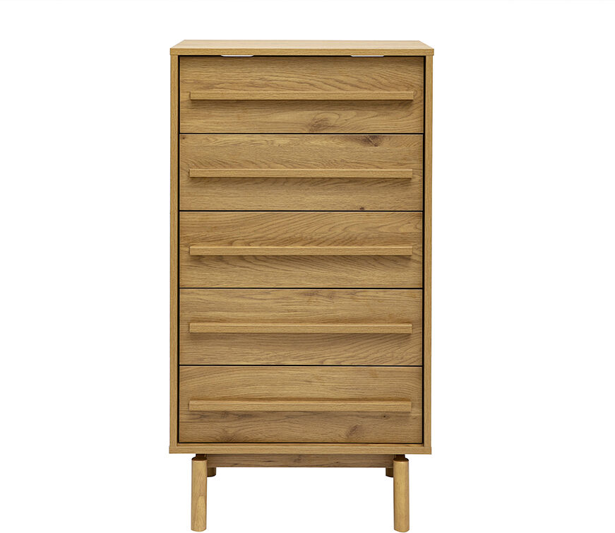 Miliboo Commode chiffonnier - semainier scandinave finition bois chêne 5 tiroirs L60 cm YSEULT