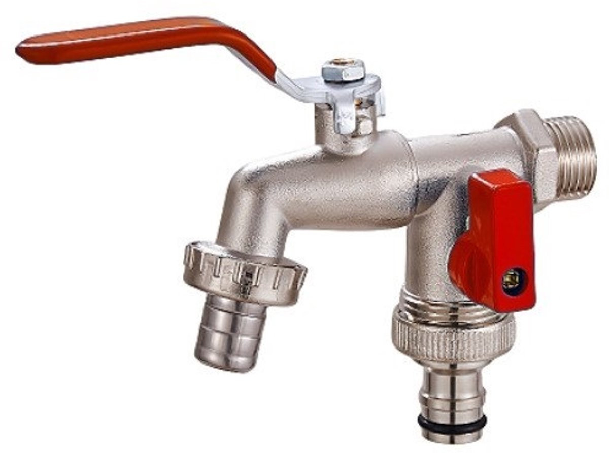 Dubbele messing tuinkraan met 1/2 inch aansluiting