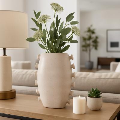 Sagebrook Home Sculptural Flower Vase with Unique Side Detailing - Ivory