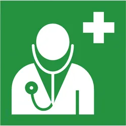 Rettungsschild als Symbol Arzt nach ISO 7010