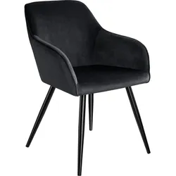 tectake Esszimmerstuhl Marilyn Samtoptik, schwarze Stuhlbeine  Schwarz