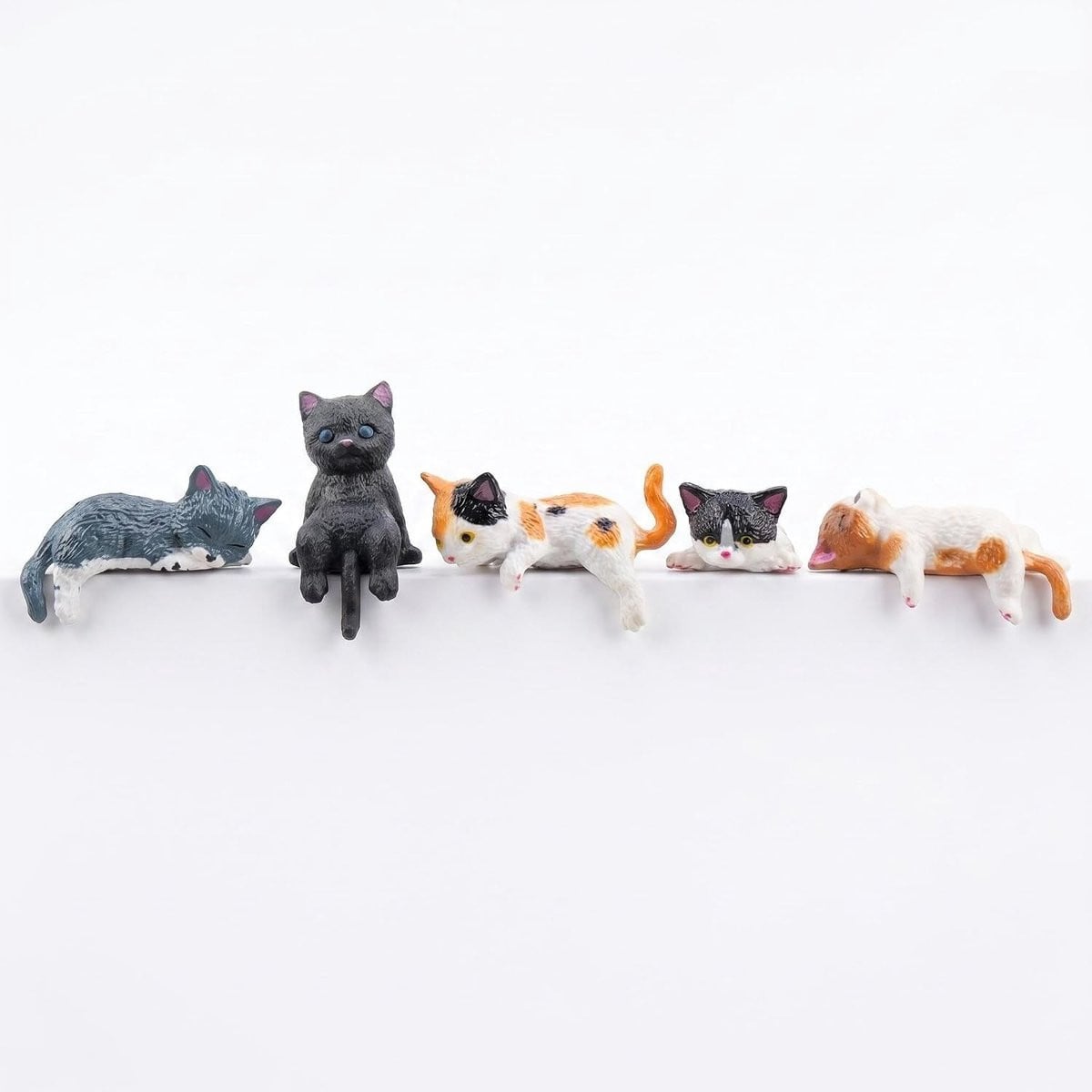 Set van 5 Mini Katfiguren - Schattige Harsdecoratie voor Bureau, Auto en Computer