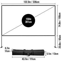 Vevor Projektorleinwand (150", 16:9), Leinwand, Schwarz