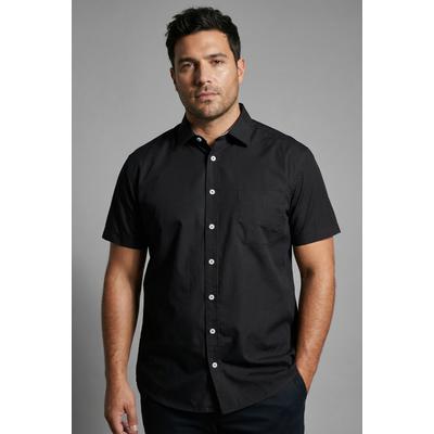 Kurzarmhemd MAN'S WORLD PLUS "Große Größen", Herren, Gr. 43/44, N-Gr, schwarz, Web, Obermaterial: 55% Baumwolle, 45% Polyester, unifarben, bequem normal, Hemden, Kurzarm, für verschiedene Anlässe, aus Baumwolle und Polyester