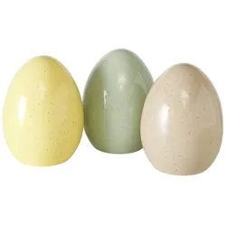 Boltze Dekoaufsteller Ostereier Mylana, 3er, Ø 9,5 cm, Höhe 12 cm, beige, gelb, grün