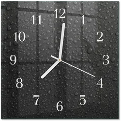 WANDUHR aus Glas 30x30 cm - Wassertropfen