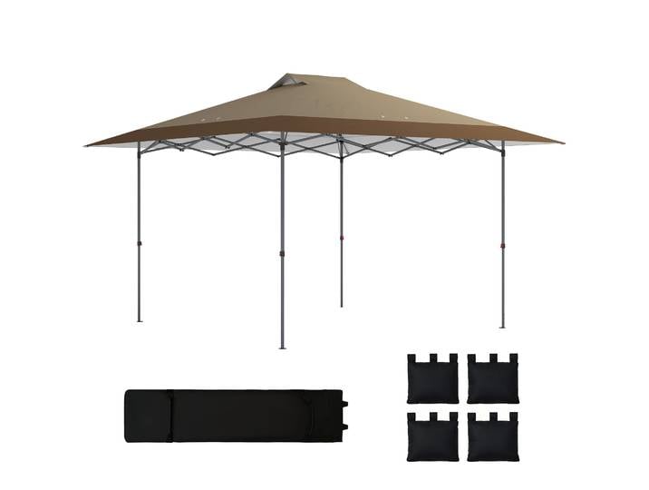 Tente pliante Outsunny 4x4 m avec verrouillage central et hauteur réglable beige