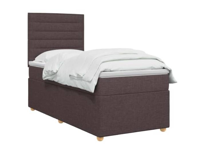 vidaXL Boxspringbett mit Matratze Dunkelbraun 90 x 190 cm Stoff Bietet perfekt ausgewogene Unterstützung, Anpassbar an deine Wunschhöhe, Praktische und energiesparende USB-Beleuchtung