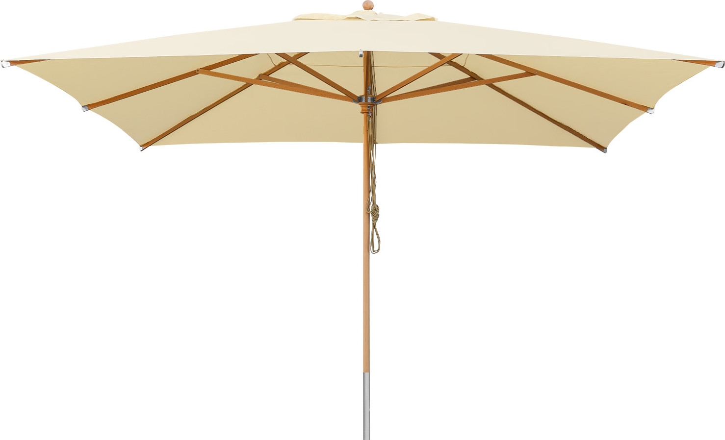anndora Sonnenschirm - Natural - Sonnenschirm 4x4m eckig mit Holz Buche - UV Schutz - natural -