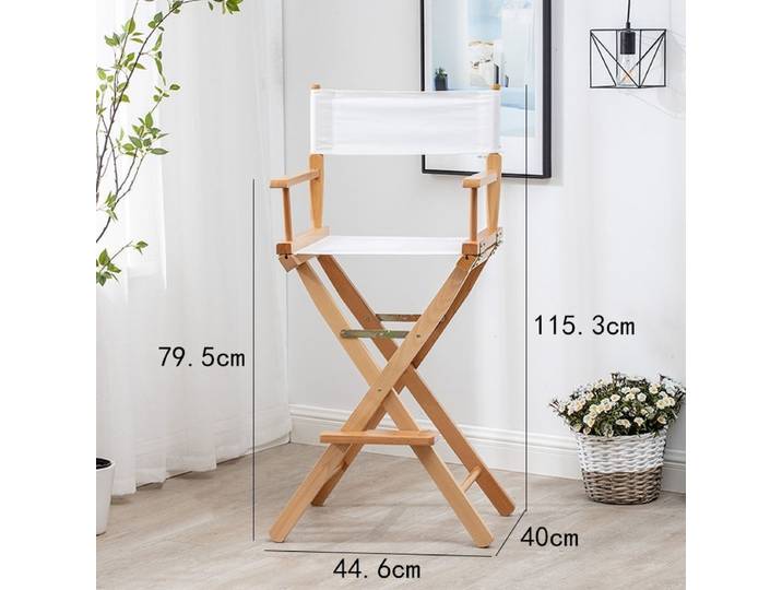 Chaise de directeur pliante en bois massif à pieds hauts, dossier en toile d'extérieur, chaise de Camping de loisirs, comptoir de Bar, chaise de maquillage pour photographie