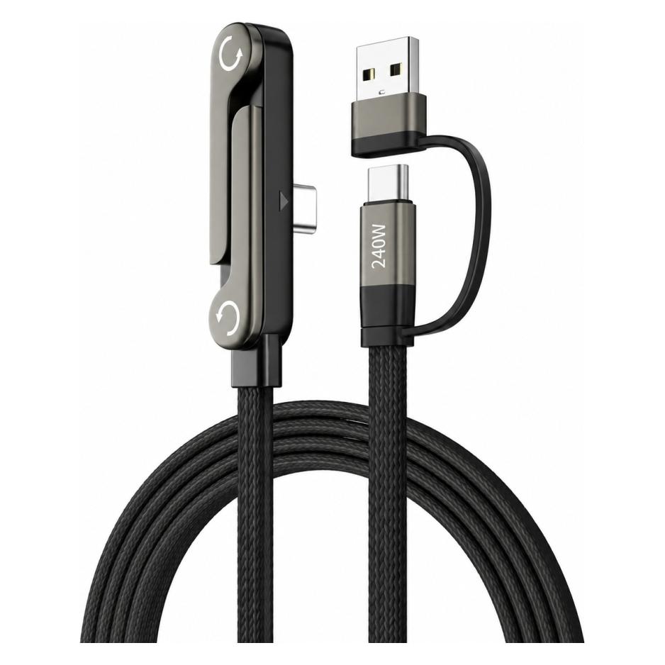 PowerGuard 240W USB-C, USB-A Ladekabel mit integriertem Smartphone Stand (1.80 m, 240 W) (00036700)