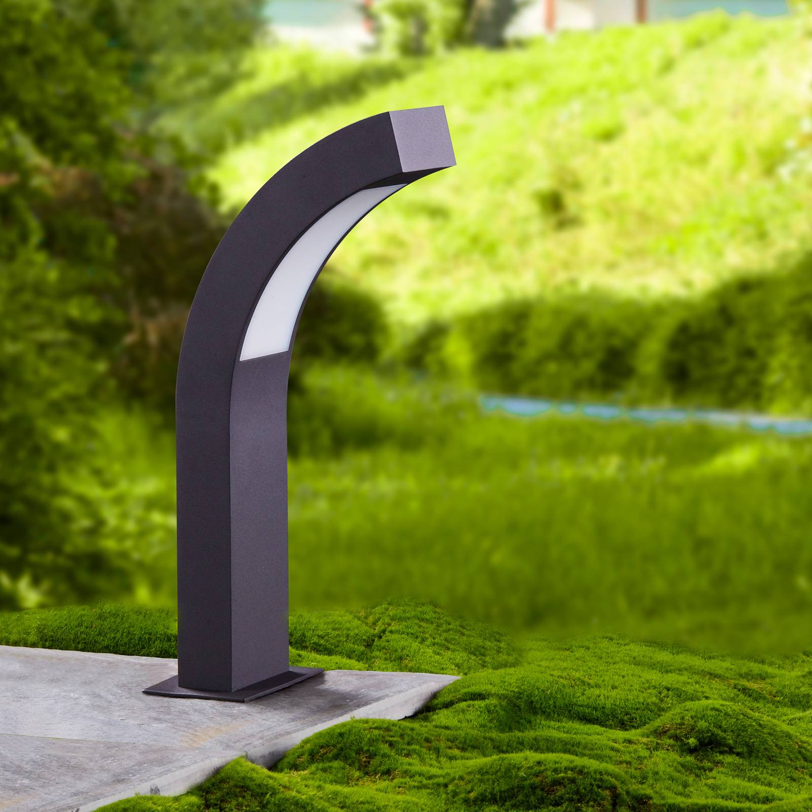 LED Pillar Light LENNIK Lucande, Black, Aluminium, Modern, Outdoor lights