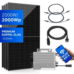 Balkonkraftwerk 2000W/2000Wp bifazial mit 10m Anschlusskabel