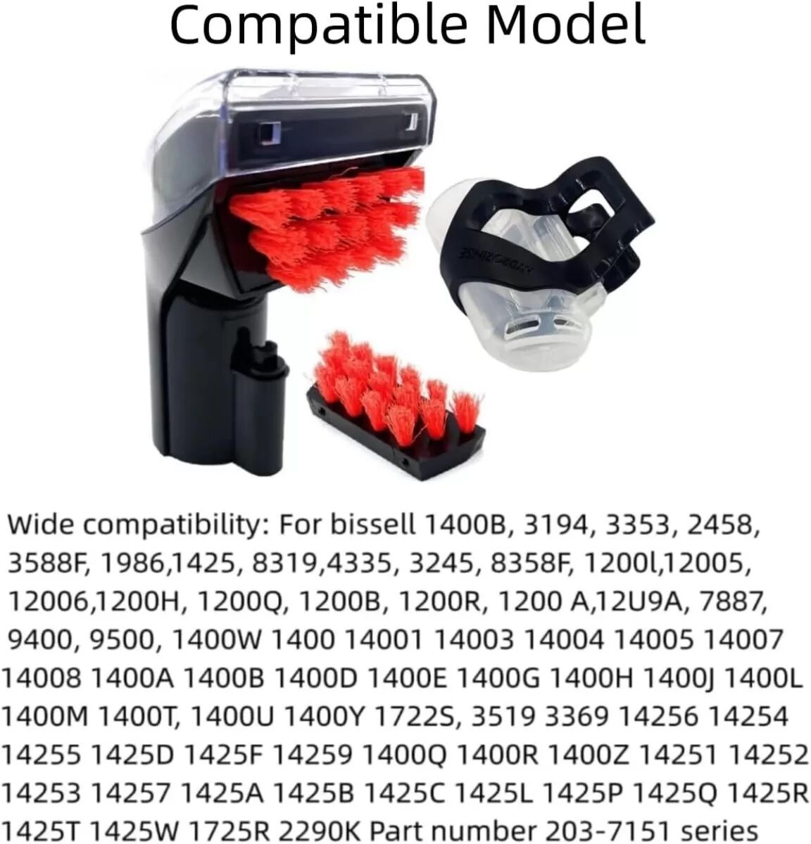 INF Ersatz-Reinigungsbürste für Staubsauger – Kompatibel mit der Bissell 1400 Serie   ABS + Nylon, mehrfarbig Schwarz
