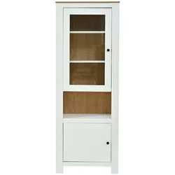 STILVORA Hochschrank aus Spanplatte und Glas, Weiß, 70x40x188 cm, LED