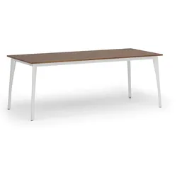Konferenztisch PRIMO OMEGA, 200x90 cm, weißes Metallgestell, Nussbaum