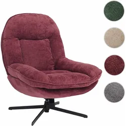 Relaxsessel HWC-P32, Fernsehsessel Nosagfederung Polstersessel, drehbar Metall Stoff/Textil Chenille (370 g/m2) ~ beere