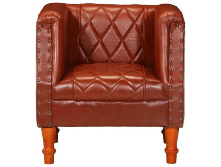 KTHLBRH Brauner Sessel aus echtem Ziegenleder, Mangoholz Echtes Ziegenleder, Mangoholz, Vintage Luxus, 110 kg, 60x57x64 cm