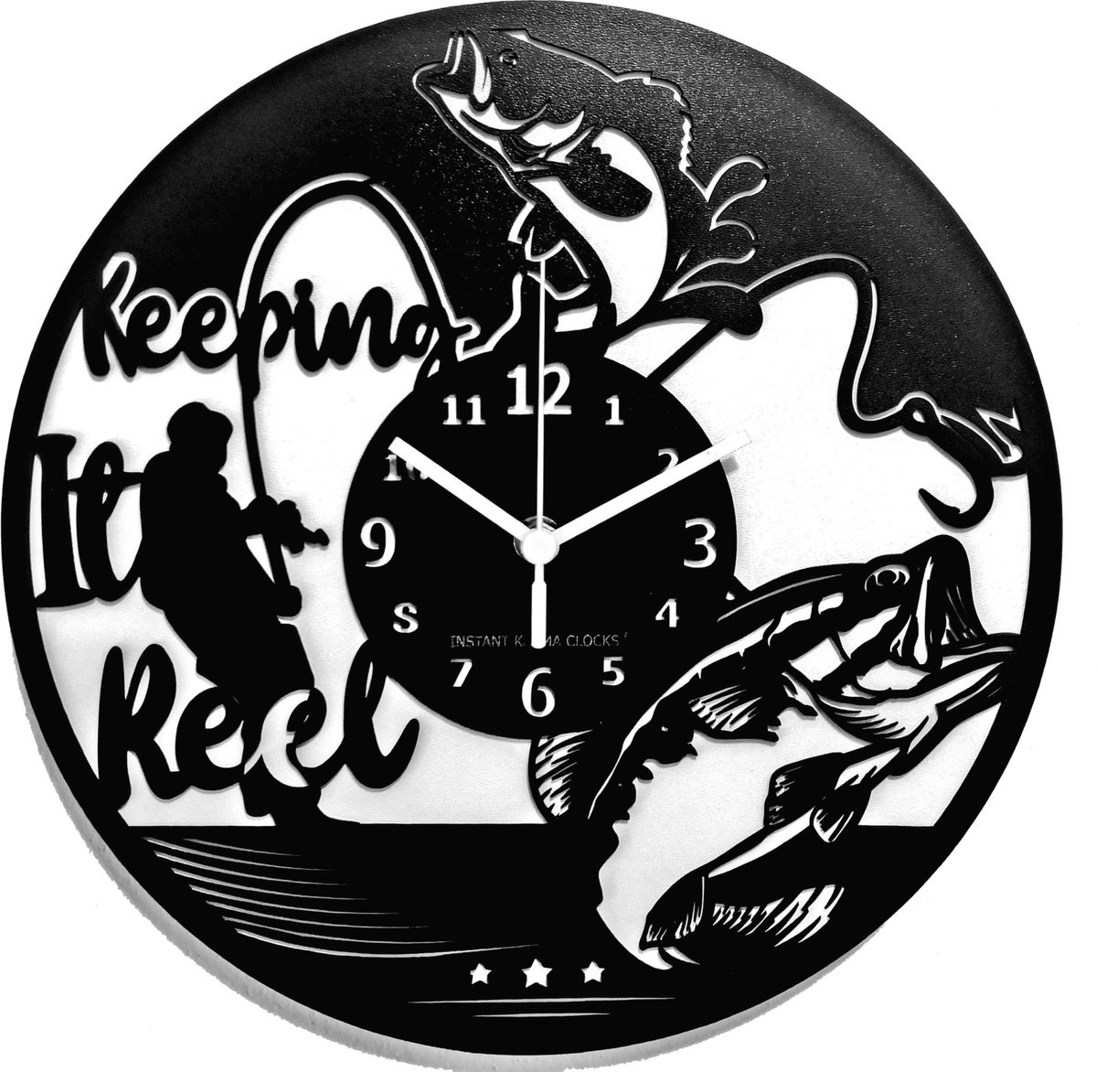Omgoods Wandklok Vissen - Analoge Wandklok voor Visliefhebbers
